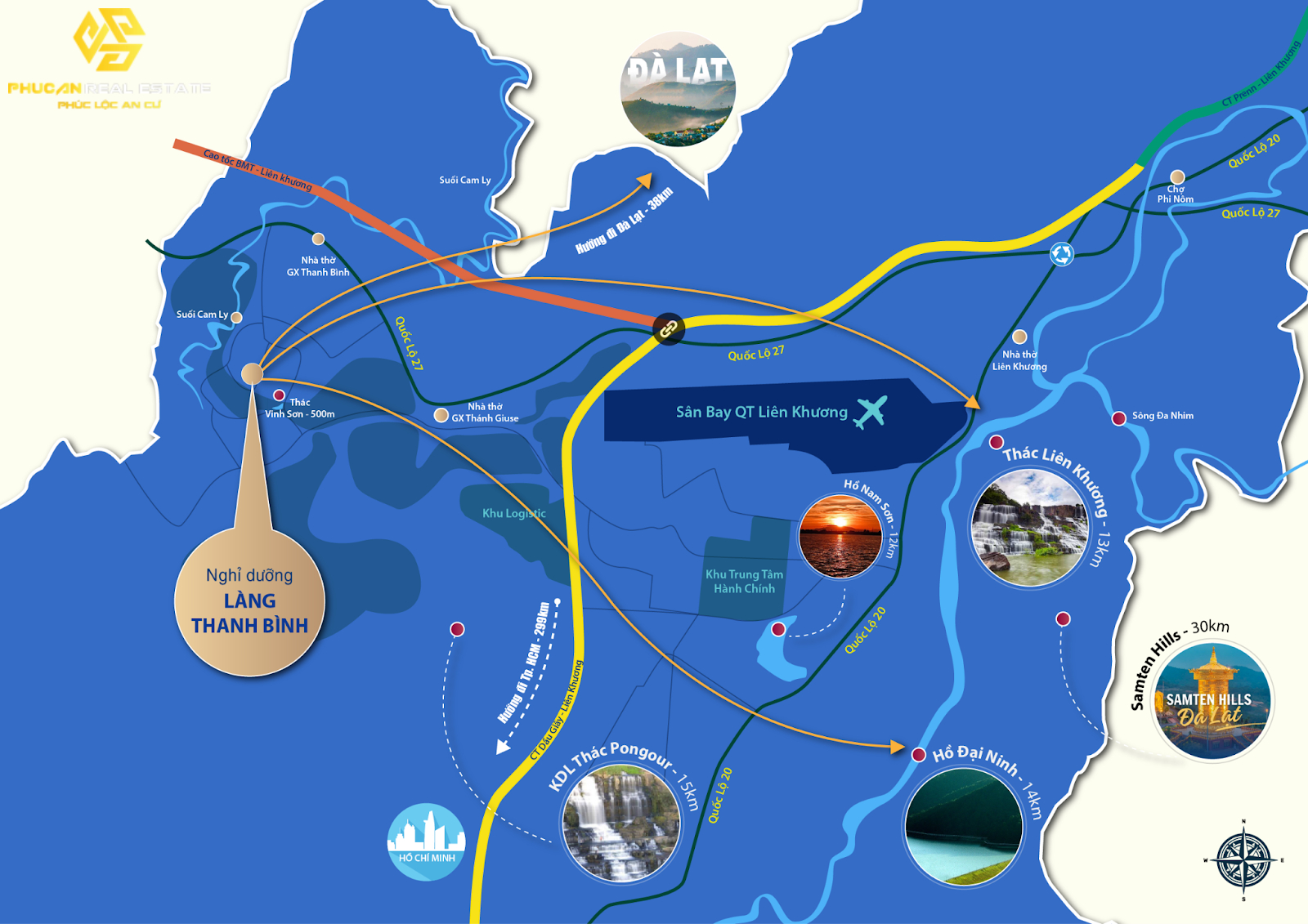 Vị trí kết nối từ Làng Thanh Bình